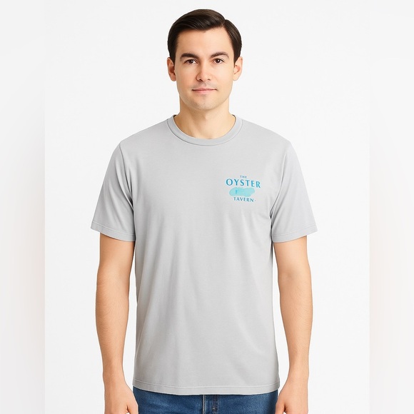 J.Crew The Oyster Tavern Graphic Tee Men’s M Gray 100% Cotton T-Shirt NWT Casual - Picture 1 of 7